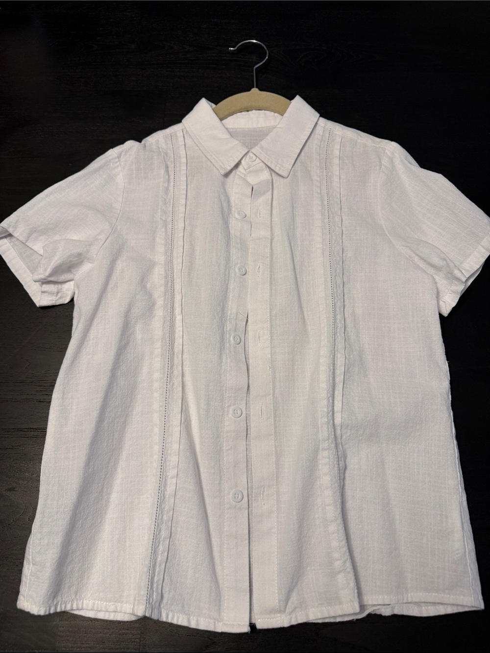White Euro Short-Sleeve Button-Up Shirt size 150cm equals to boys size 10-12